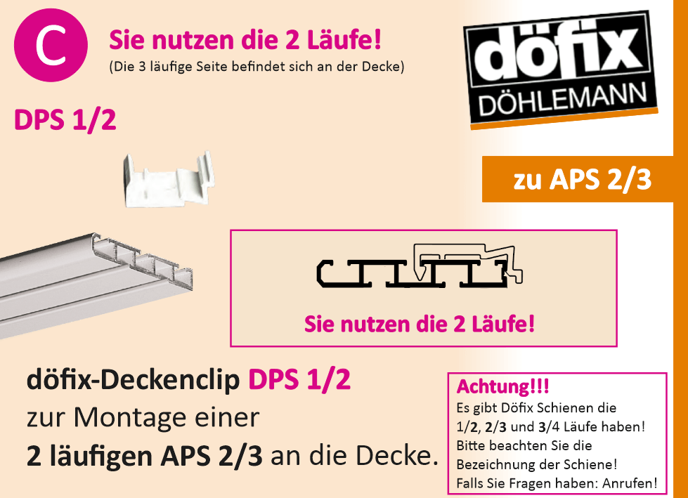 Flächenvorhangschiene APS an der Decke befestigen